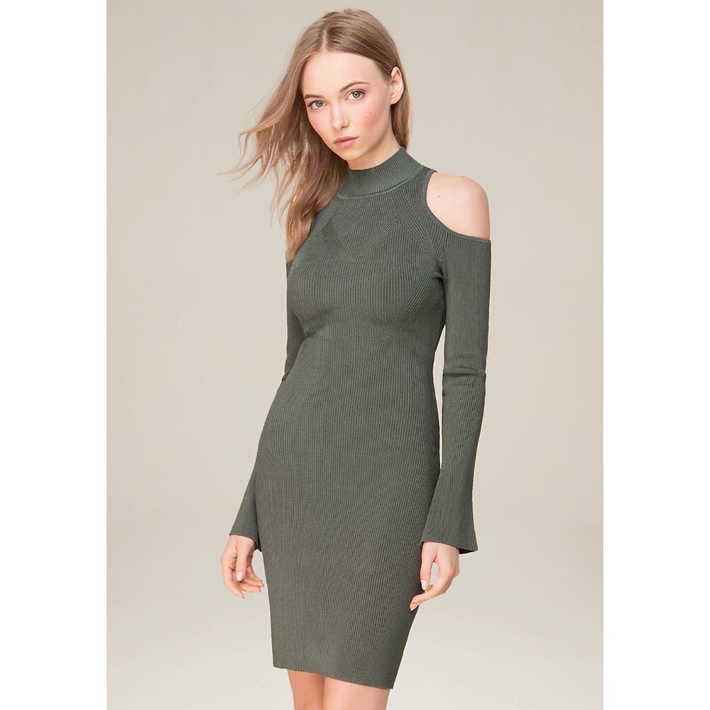 bebe Cold Shoulder Sweater Dress - Picture 2 of 4